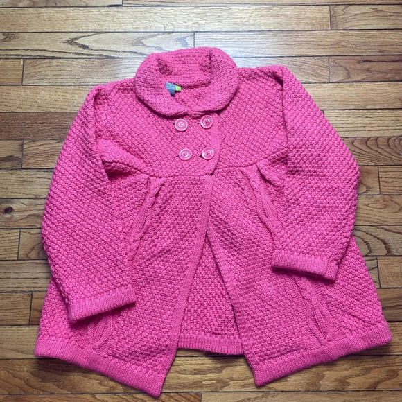 Petit Lem Pink Cable Knit  Granny Cardigan, size 6 - Picture 1 of 6